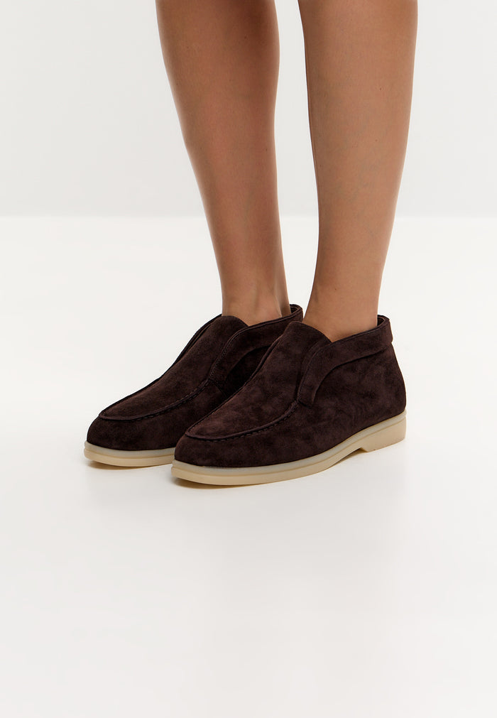 Wool Step High Loafers - Brown