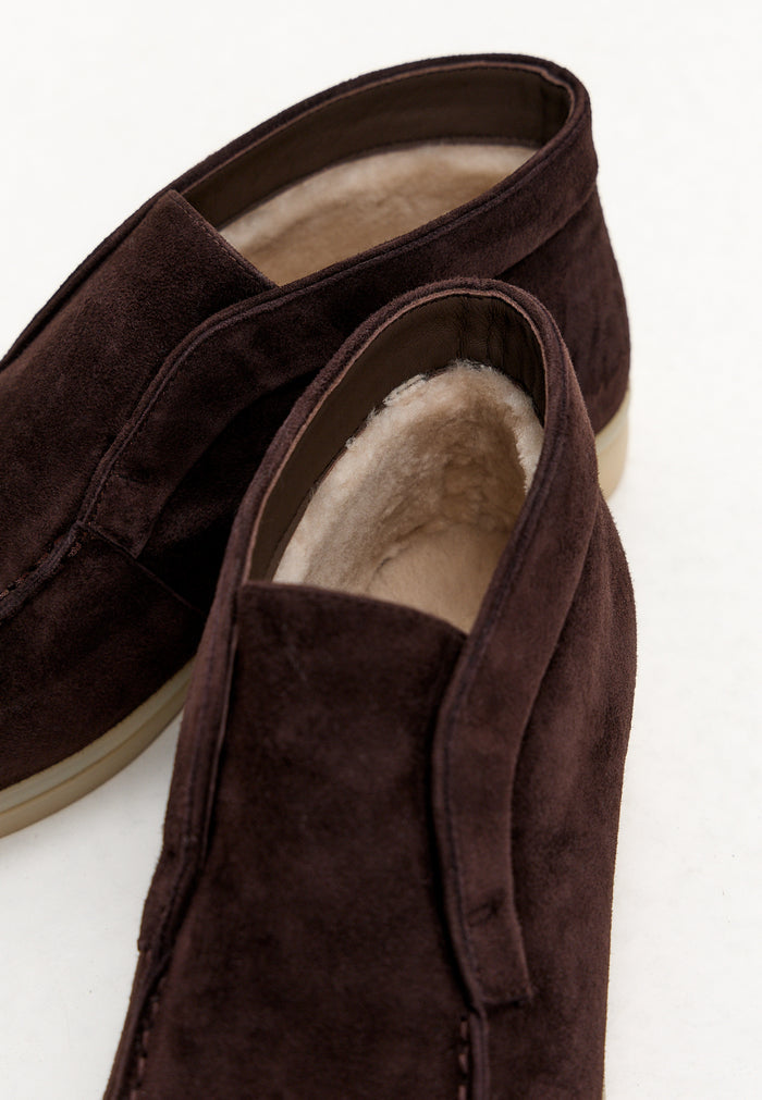 Wool Step High Loafers - Brown