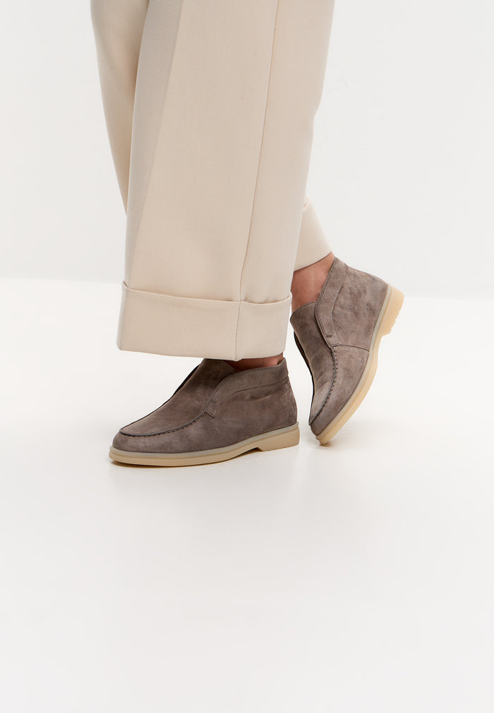 Wool Step High Loafers - Dark Beige