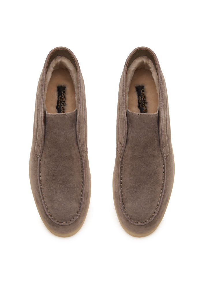 Wool Step High Loafers - Dark Beige