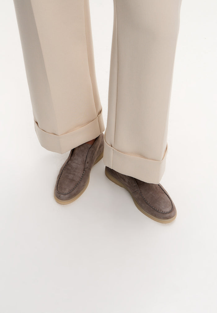 Wool Step High Loafers - Dark Beige