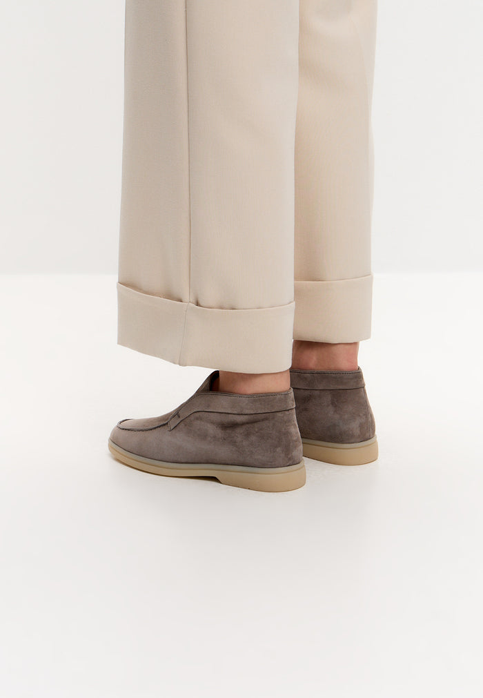 Wool Step High Loafers - Dark Beige