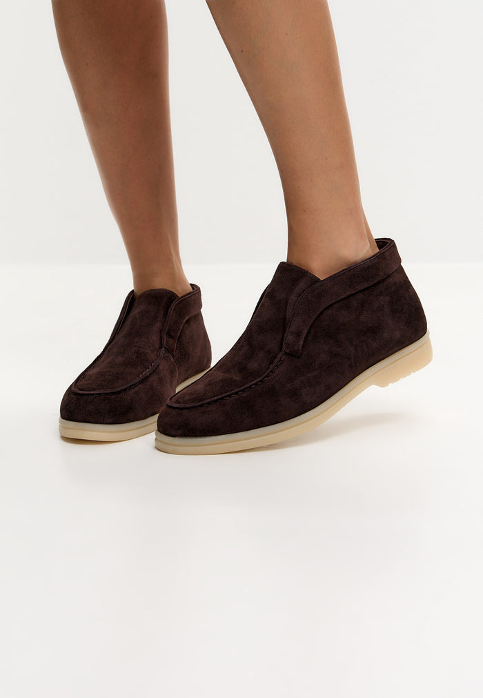 Wool Step High Loafers - Dark Brown