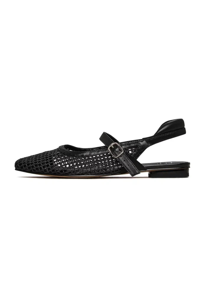 Woven Slingback Flats - Black