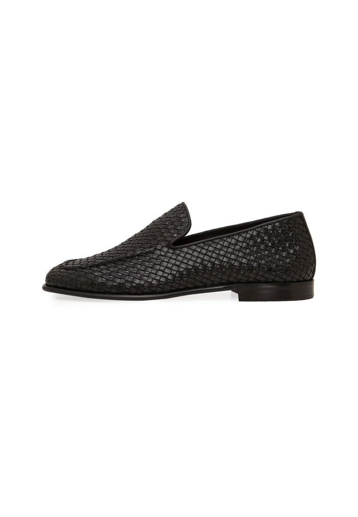 Woven Slip-On Loafers – Black