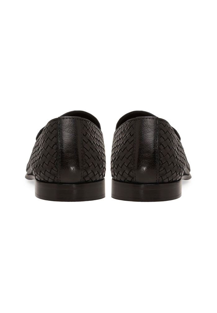 Woven Slip-On Loafers – Black