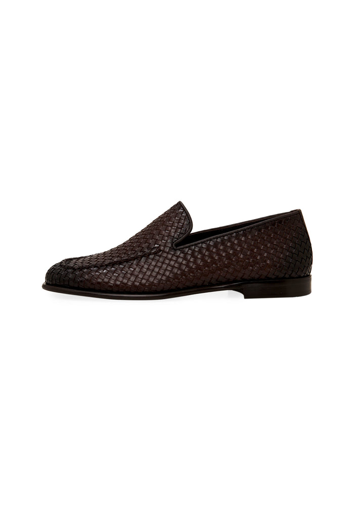 Woven Slip-On Loafers – Brown
