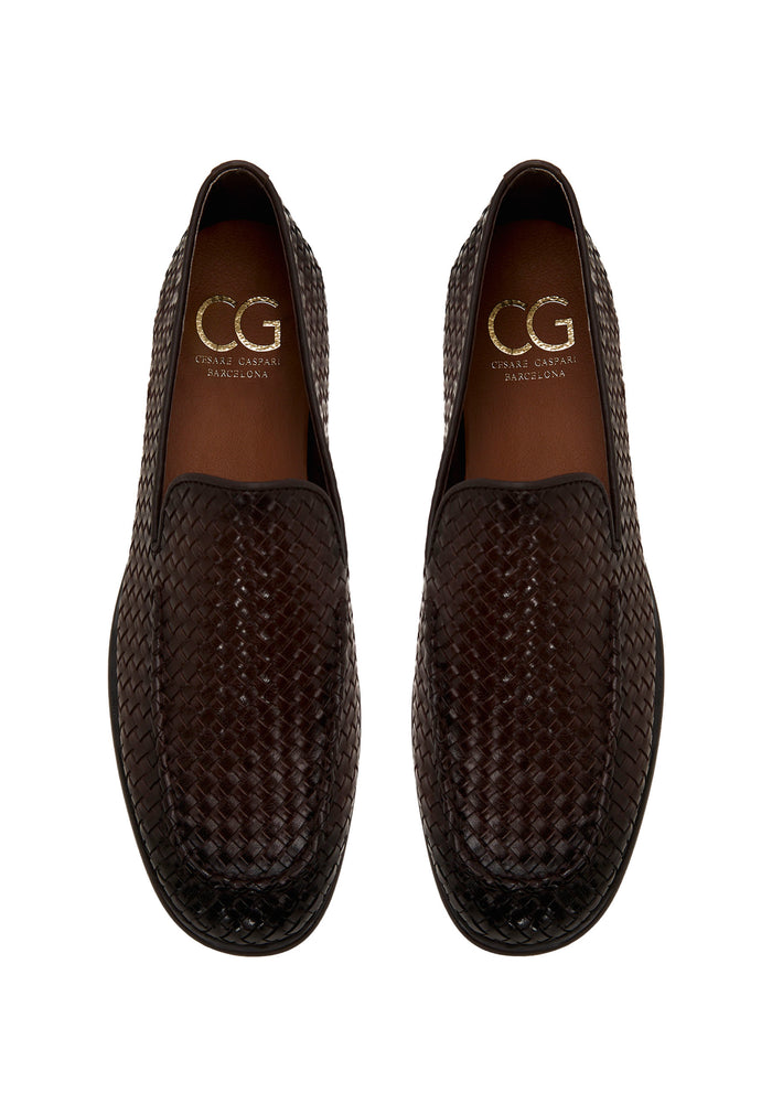 Woven Slip-On Loafers – Brown