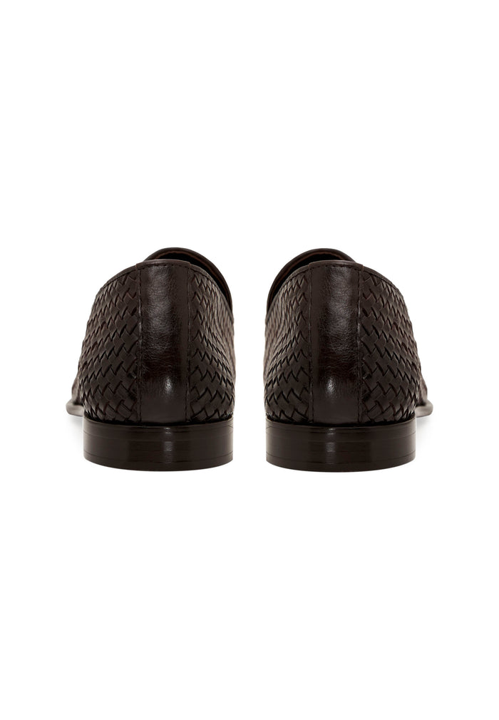 Woven Slip-On Loafers – Brown